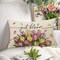 Spring Summer Tulip Flower Lumbar Decorative Rectangle Pillow Cover 12 x 20, Just Bloom Floral Porch Patio Outdoor Pillowcase, Petal Butterfly Seasonal Sofa Couch Cushion Case Home Decor